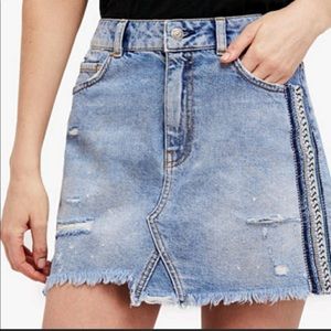 Free People Embellished Denim Skirt